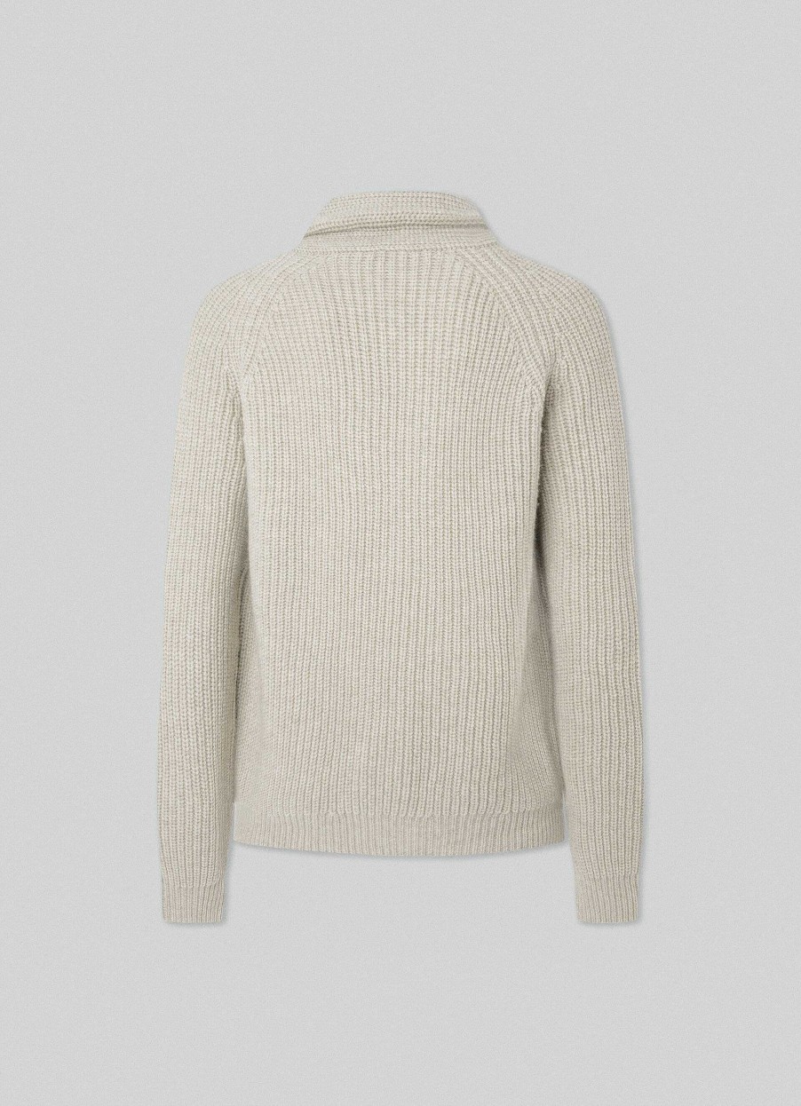 Klaer Hackett London | Ribbet Ull Og Cashmere Sjalcardigan