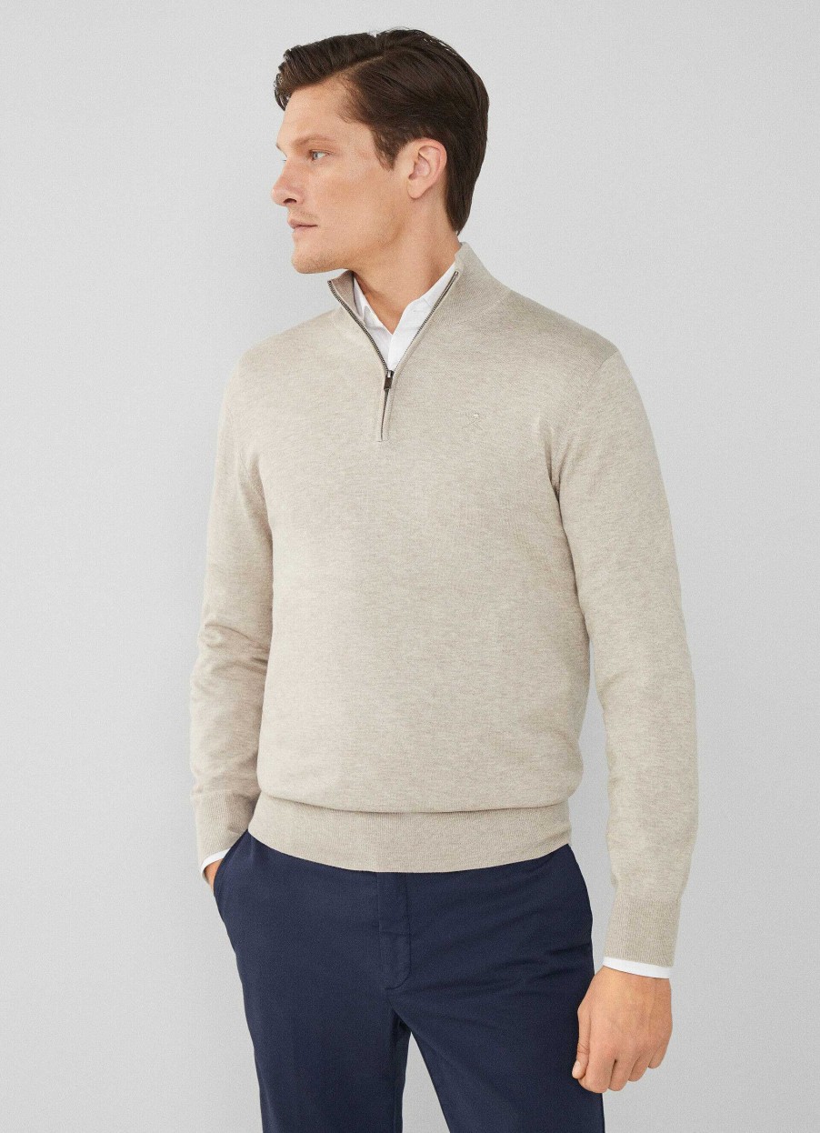 Klaer Hackett London | Hoyhals-Jumper Halvglidedel