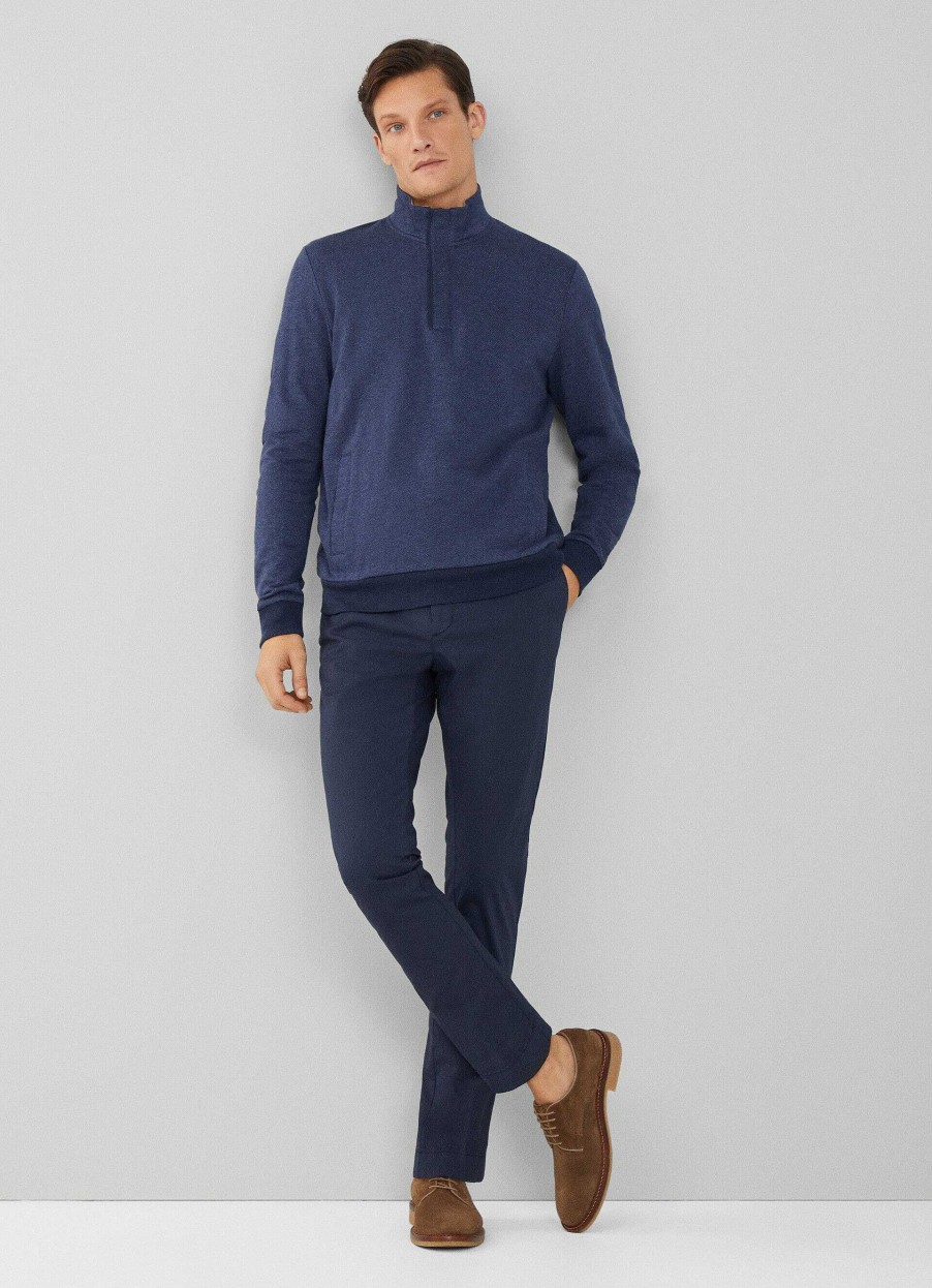 Klaer Hackett London | Klassisk Passform Jacquard-Sweatshirt Med Halv Glidelslipde