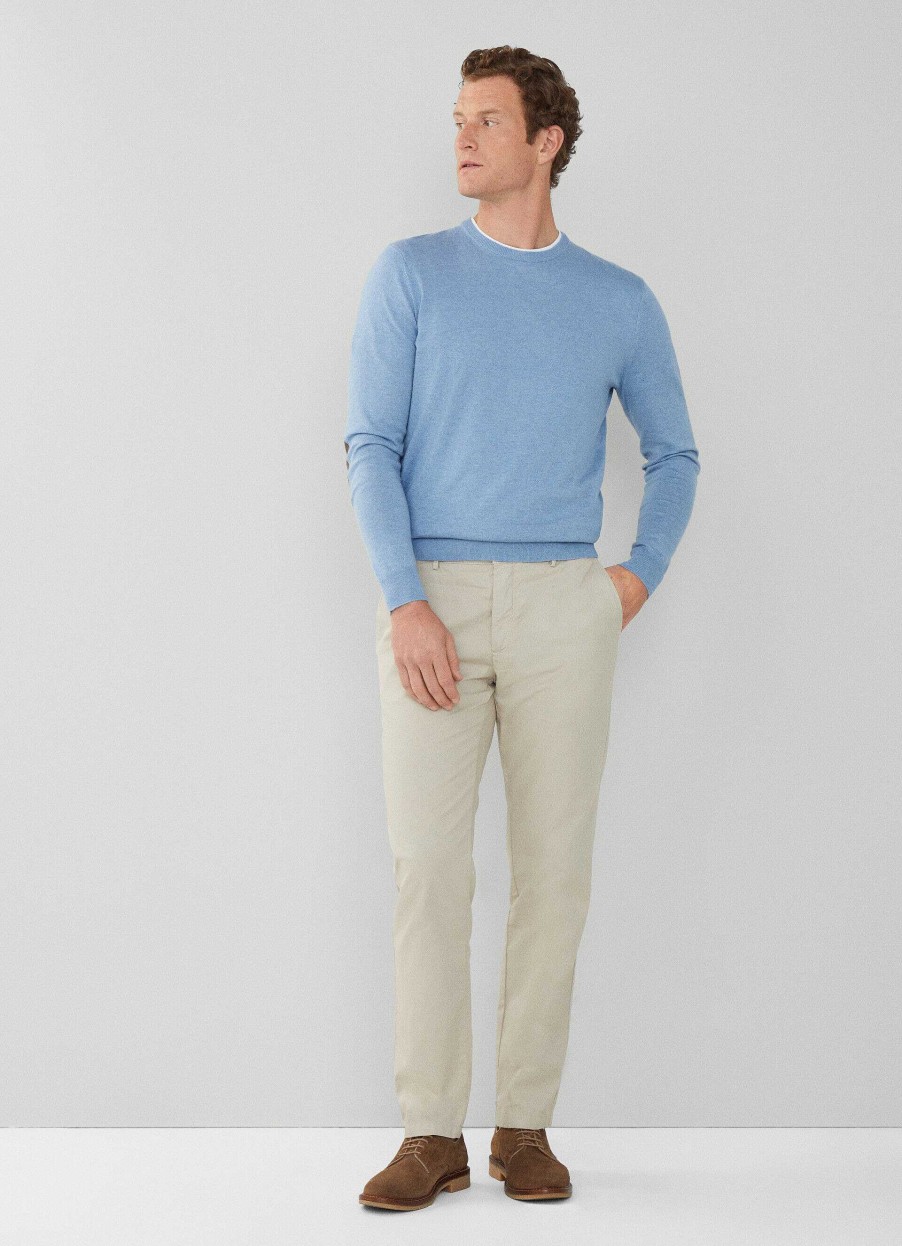 Klaer Hackett London | Crew Neck Jumper Med Albuepleter