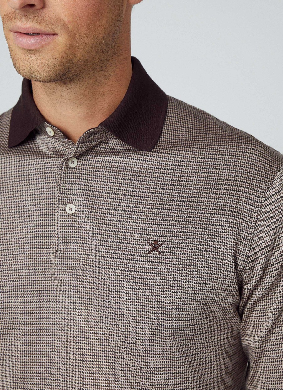 Klaer Hackett London | Slim Fit Hundestooth Jacquard Langermer Polo