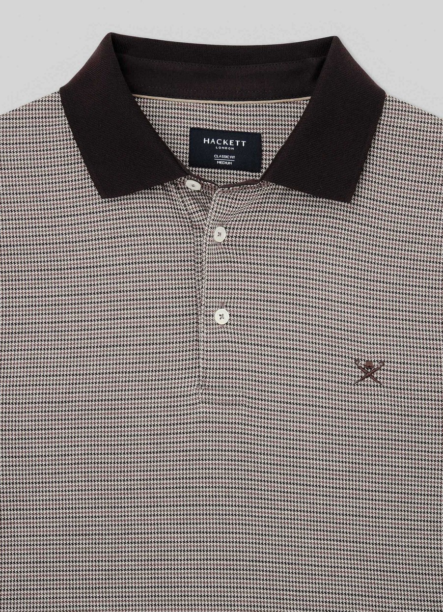 Klaer Hackett London | Slim Fit Hundestooth Jacquard Langermer Polo