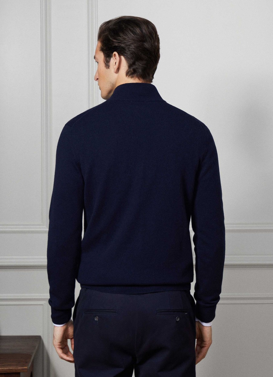 Klaer Hackett London | Cashmere-Jumper Med Halvgliste