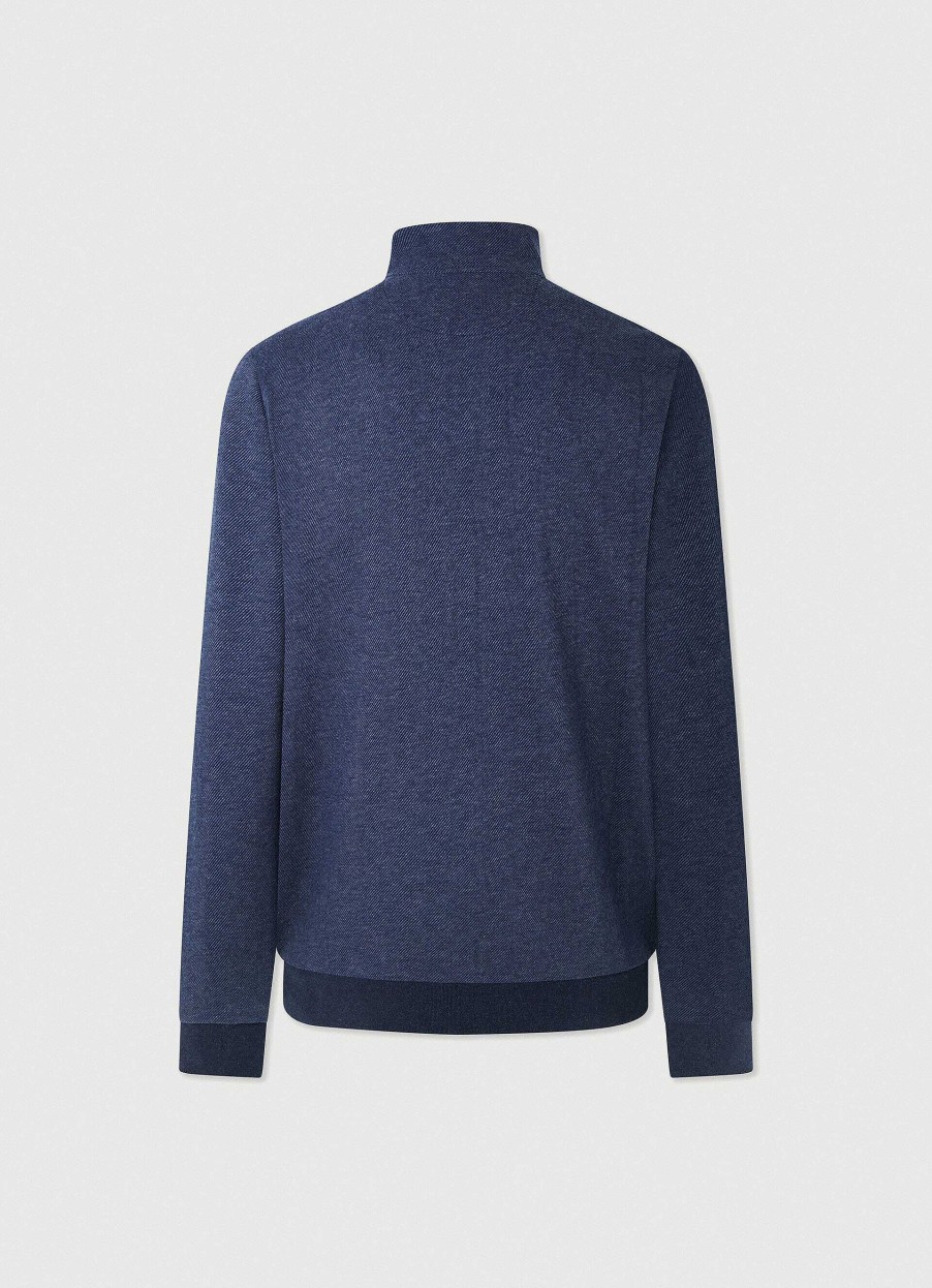 Klaer Hackett London | Klassisk Passform Jacquard-Sweatshirt Med Halv Glidelslipde