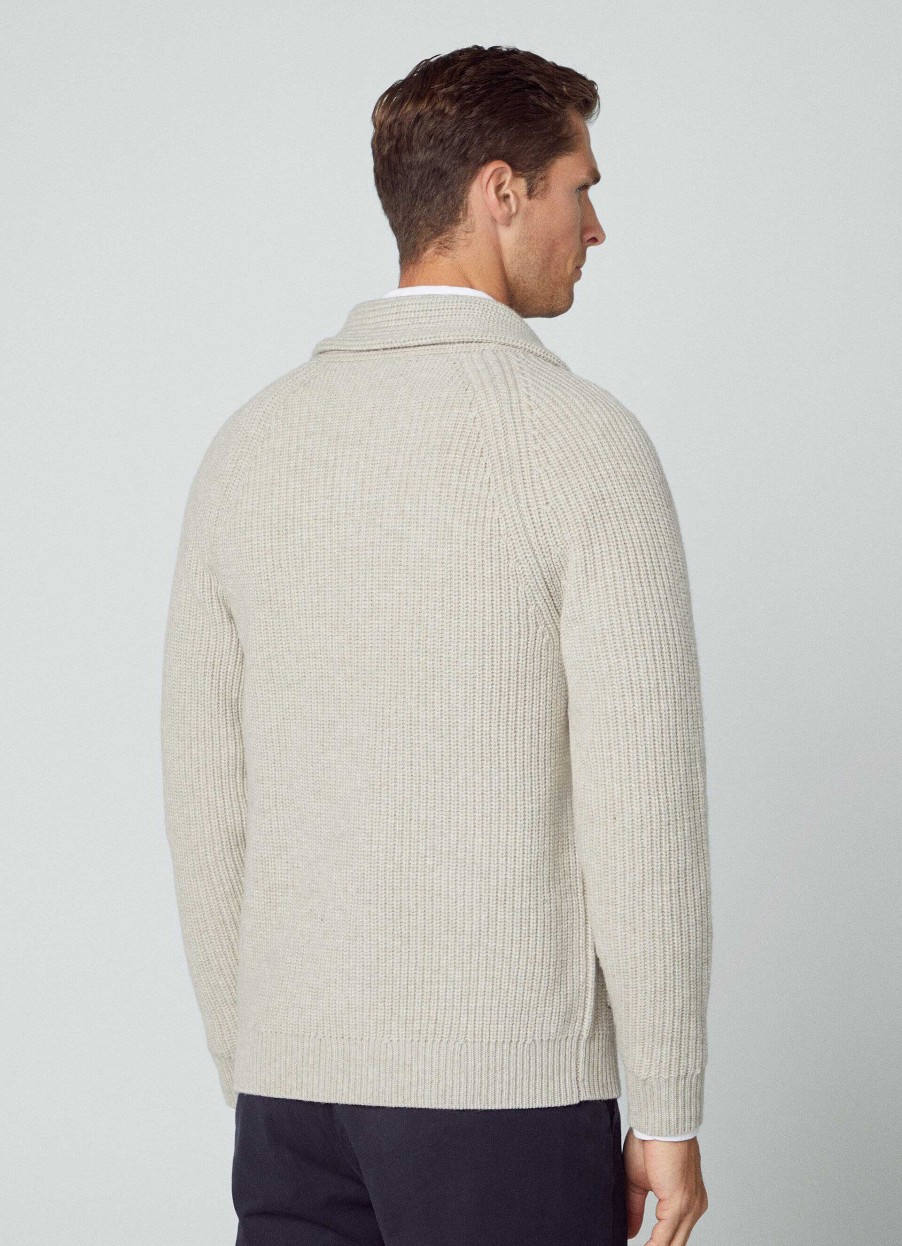 Klaer Hackett London | Ribbet Ull Og Cashmere Sjalcardigan